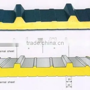 Color Plate PU Rock Wool Sandwich Panel/Steel Sheet thumbnail-1