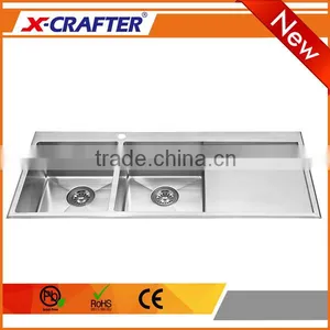 Wholesale Multifunction Furniture Double Bowl Overmount Drainboard 304 ss Kitchen Sink thumbnail-2