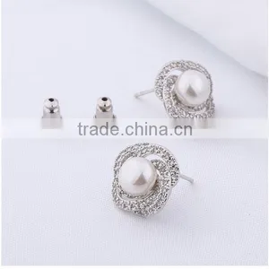 Plated CZ Spiral Stud Earrings Pearl Jewelry thumbnail-1