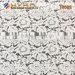 Best Quality Nylon/Cotton White Flower Lace Knitted Fabric T8085 thumbnail-1