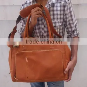 Tan Leather Travel Bag thumbnail-1