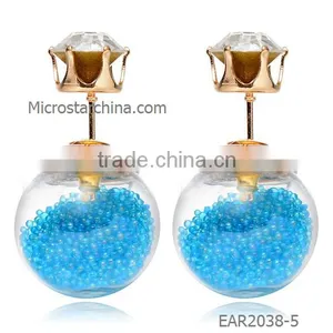 IN STOCK Korean Style Popular Double Glass Ball Stud Candy Color Pearl Earrings thumbnail-6