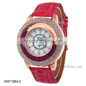 Luxury Women Fashion Leather Band Quicksand Crystal Quartz Watch thumbnail-2