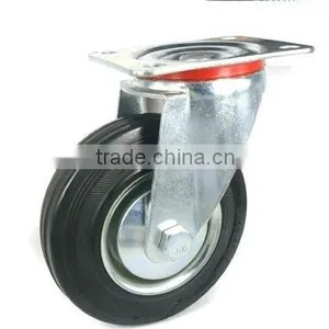 Black Industrial Rubber Caster thumbnail-1