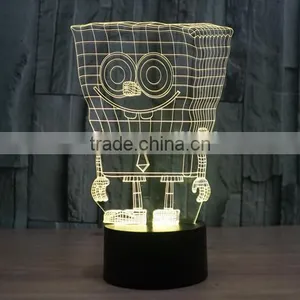 3D Optical Night Light Sponge Baby 7 RGB Light Colors 10 LEDs AA Battery or DC 5V Mixed Lot thumbnail-5