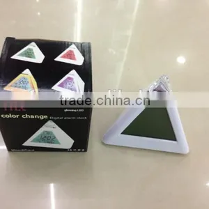 Top Sale Triangle Color Changing Digital Alarm Clock/desk Clock/calendar Clock thumbnail-5