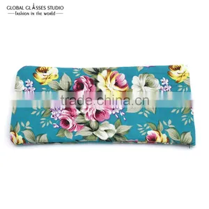 Fashion Soft Cloth Bag Sunglasses Glasses Pouches Blue Floral Pouch for Small Sunglass & Optical Frames BDH07X thumbnail-4