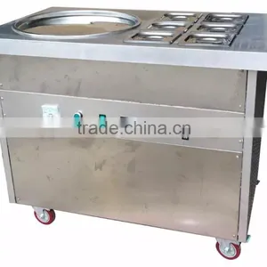 Customized Single Flat Pan Fried Ice Cream Machine With 6 Containers to Keep Fresh thumbnail-2