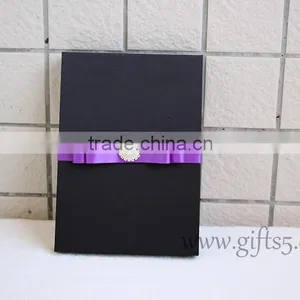 Elegant Custom Black Wedding Invitation Box With Ribbon thumbnail-2