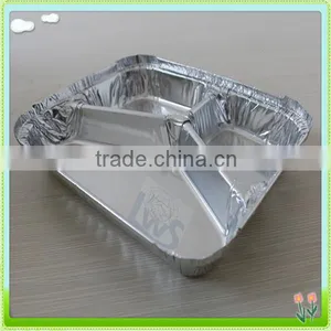 Disposable 3 Compartments Aluminum Foil Food Tray With Lid thumbnail-2