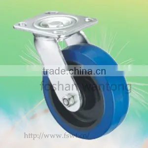 Shock Absorber Heavy Duty Swivel 6" Blue Rubber Caster thumbnail-1
