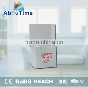 Modern Cheap White Cube Wooden LED Digital Alarm Clock for Home Decoration thumbnail-1