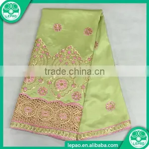 2016 Hot Selling Beaded African George Wrapper Lace Fabrics, Fashion Raw Silk George thumbnail-1