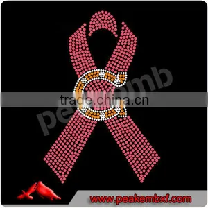 Beauty Pink Ribbon With Colts Design Breast Cancer Rhinestone Designs thumbnail-1