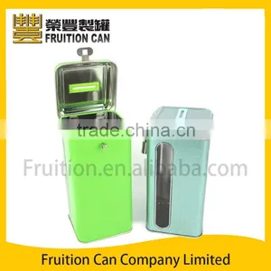 Saving Bank Tin Can, Coin Money Box With Window thumbnail-1