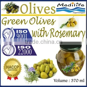 High Quality 100% Tunisian Table Olives,Green Olives With Rosemary,Table Olives With Rosemary 370 ml Glass Jar thumbnail-1