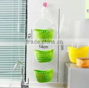Colorful 3-tier Plastic Baskets Storage Hamper Baskets Dismountable Hanging Basket thumbnail-1
