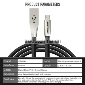 Voxlink High Quality 3D Zinc Alloy Fast Charging Data Sync Micro USB Cable for IPhone 6 6s Plus 5s 5 IPad Mini/Samsung/HTC thumbnail-6