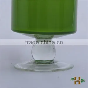 Handmade Colored Footed Glass Candle Holder, Stained Cylinder Shape Glass Vase on Foot thumbnail-6