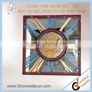 Antique Decorative Metal Mirror Printing Clock With Wheel Gear Decor thumbnail-2