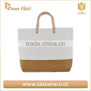 White and Brown Kraft Paper Tote Bag Handbag Washable Shoulder Bag thumbnail-1