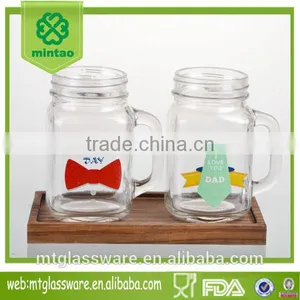 18oz Lovers Mason Jars Healthy Snacks With Lid Straw With Handle With Wooden Stand thumbnail-1