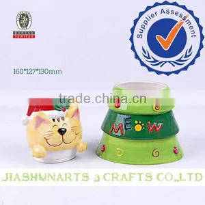 Cat Head Christmas Tree Novelty Ceramic Storage Jars thumbnail-1