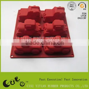 Hot Selling BSCI Audit Six Car Shaped Silicone Cake Mould FDA LFGB Mini Car YT-C178 thumbnail-1