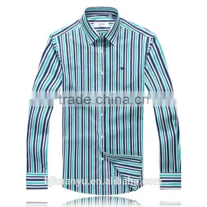 Men Handsome Light Blue Wide Stripe BusinessT/C Dress Shirt thumbnail-1