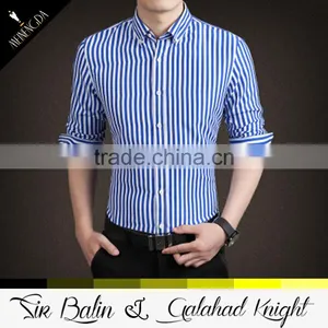 OEM Custom Wholesale Fitness Slim Fit Rayon Polyester Cotton Stripe Shirt Designs for Men thumbnail-3