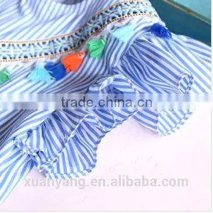 Fashionable Wholesale Girls Clothing Stripe Tassles Designer One Piece Mother Daughter Matching Western Style Dress thumbnail-3