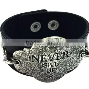 Factory Supplier Korean Retro Bracelets,handcraft Cow Leather Bangle,unisex Leather Bracelets thumbnail-2