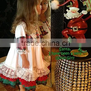 Girls Classic Long Sleeved Plaid Vintage Lace Embellished Nightgown Baby Christmas Sleepwear thumbnail-2