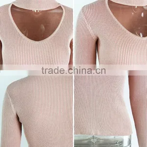 Elegant Halter Knitted Sweater Autumn Winter White Short Pullover Women Tops Slim v Neck Black Jumper Casual Pull Femme thumbnail-5