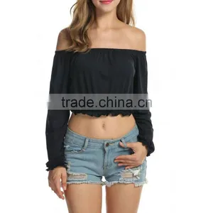 Women Blouse Off-Shoulder 2017 Fashion Casual Blouse & Top For Wholesale thumbnail-3