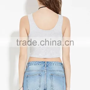 2016 China Manufacturer OEM Design Plain Dyed Cotton Summer Fashion Sleeveless Ladies Tops Images thumbnail-3