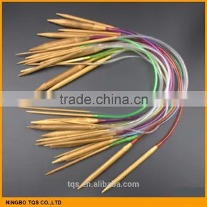 18Pcs/set 16" 40cm Cheap Colorful Plastic Circular Nature Bamboo Circular Knitting Needle Set thumbnail-5