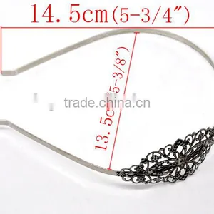 Wholesale Silver Tone Flower Headbands Hair Band 4.7mm Wide thumbnail-2