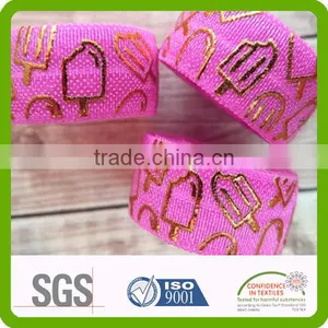 Custom Color Soft Nylon Fabric Gold Foil Print Elastic thumbnail-2