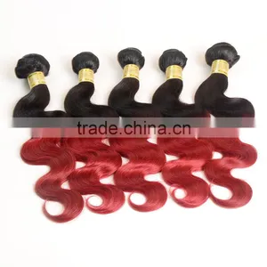 Wholesale 1b Burg Two Tone Ombre Body Wave Unprocessed 100% Malaysian Virgin Hair Weave Extensions, 1B Red Color Human Hair thumbnail-1