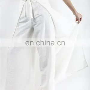 Womens Black Thai Silk Wrap Pants/Fisherman Sarong Harem Yoga Trousers Wide Leg thumbnail-4