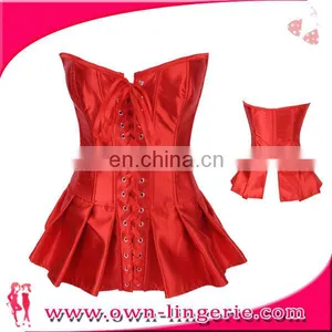 Top Quality Clothing Sheer Body of Strapless Satin Lace Dress Custom Leather Corset on Sale thumbnail-4