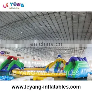 Penguin Water Slide With Sealed Swimming Pool / Mobile Amusement Inflatable Aqua Park thumbnail-1
