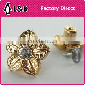 Latest Design Custom Made Jeans Button Alloy Material Gold Jeans Button With Stone thumbnail-3