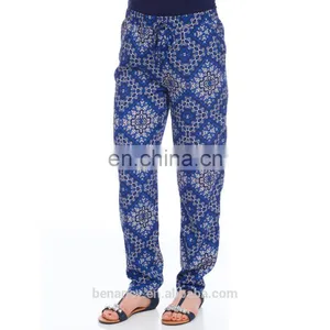 Wholesale Ladies Baggy Printed Rayon Woven Trouser Long Pants thumbnail-4