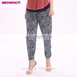 New Design Customized Leaf Print Casual Rayon Boho Harem Trouser Pants thumbnail-3