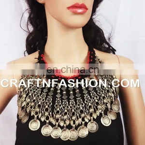 Kuchi Necklace, Vintage Necklace, Afghan Jewelry,Turkoman, Bedouin Necklace, Gypsy Jewelry, Silver Chain Necklace thumbnail-1