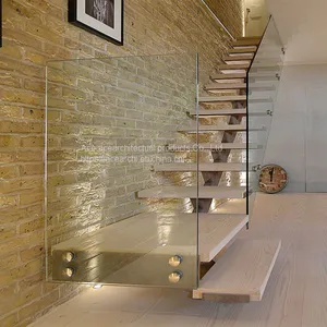 the Most Fashionable Floating Steel Staircase With Wood Step thumbnail-5