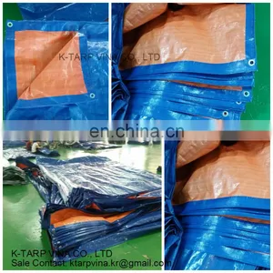 Waterproof Disposable Fabric LDPE Laminated Blue/Orange Canvas Tarpaulin thumbnail-1