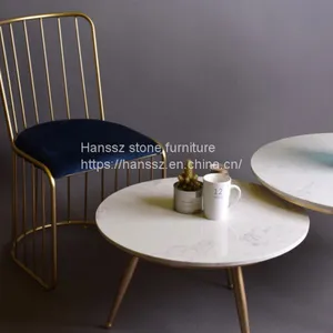 High Quality Round White Coffee Table Calacutta White Table Top thumbnail-2